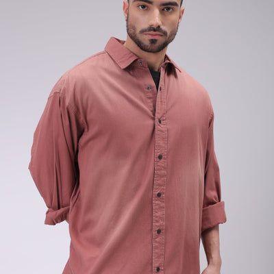 Men's Red Oversized Fit Solid Shirt