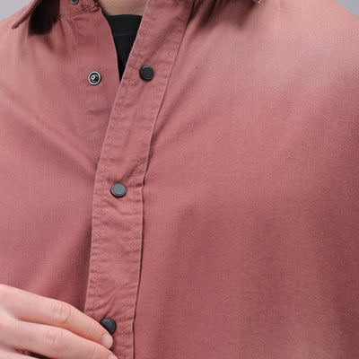 Men's Red Oversized Fit Solid Shirt