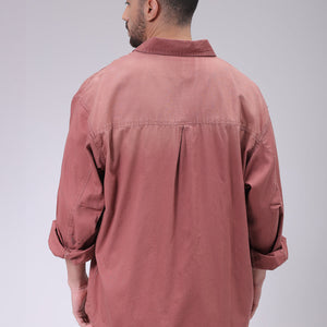Men's Red Oversized Fit Solid Shirt