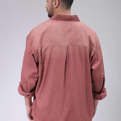 Men's Red Oversized Fit Solid Shirt