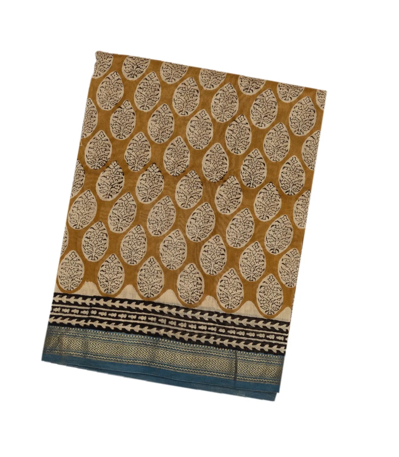 Beige Handloom Chanderi Cotton Saree With Printed Floral Motifs
