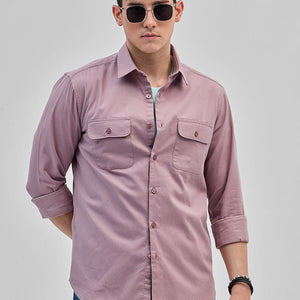 Mauve Solid Double Pocket Overshirt