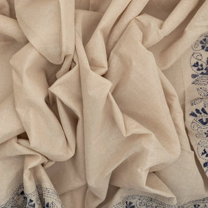 Taupe Handloom Bengal Cotton Saree With Embroidered Floral Motifs