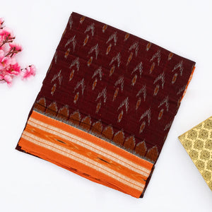 Maroon Orissa Cotton Saree With Tie & Dye Flower Motifs