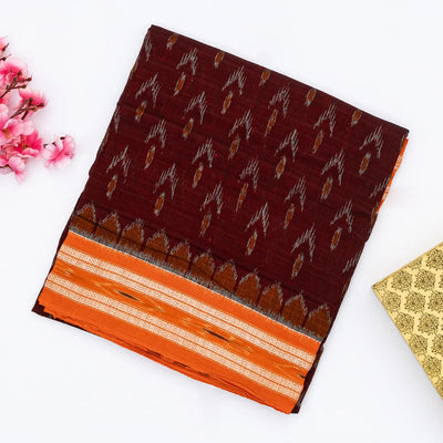 Maroon Orissa Cotton Saree With Tie & Dye Flower Motifs