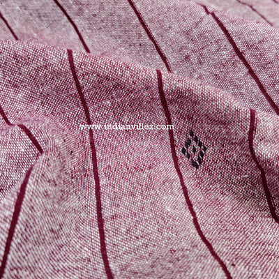 Salmon Pink with Maroon Stripes Kotpad Handloom Fabric