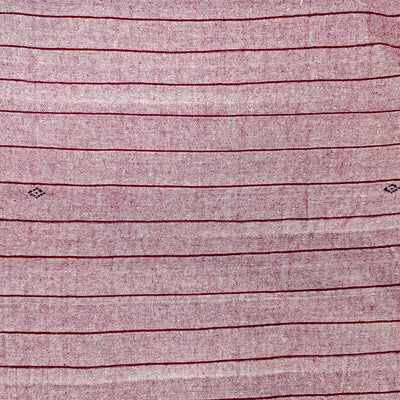 Salmon Pink with Maroon Stripes Kotpad Handloom Fabric