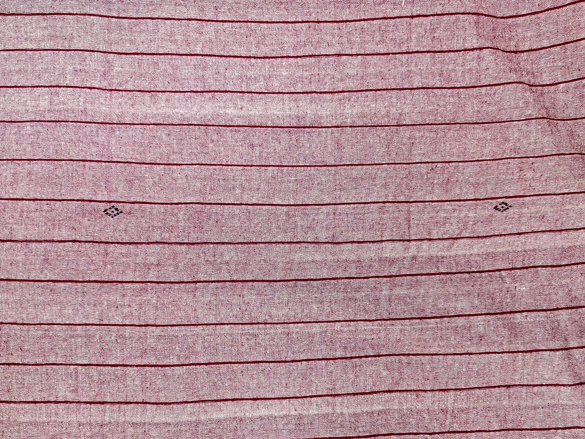 Salmon Pink with Maroon Stripes Kotpad Handloom Fabric
