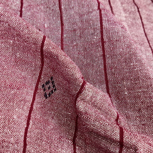 Salmon Pink with Maroon Stripes Kotpad Handloom Fabric