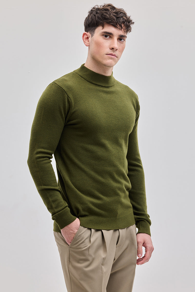 Olive Knitted Sweatshirt