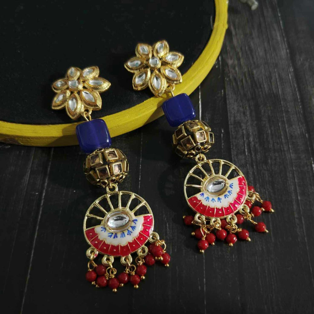 Bindurekha Meenakari and Kundan Traditonal Earrings