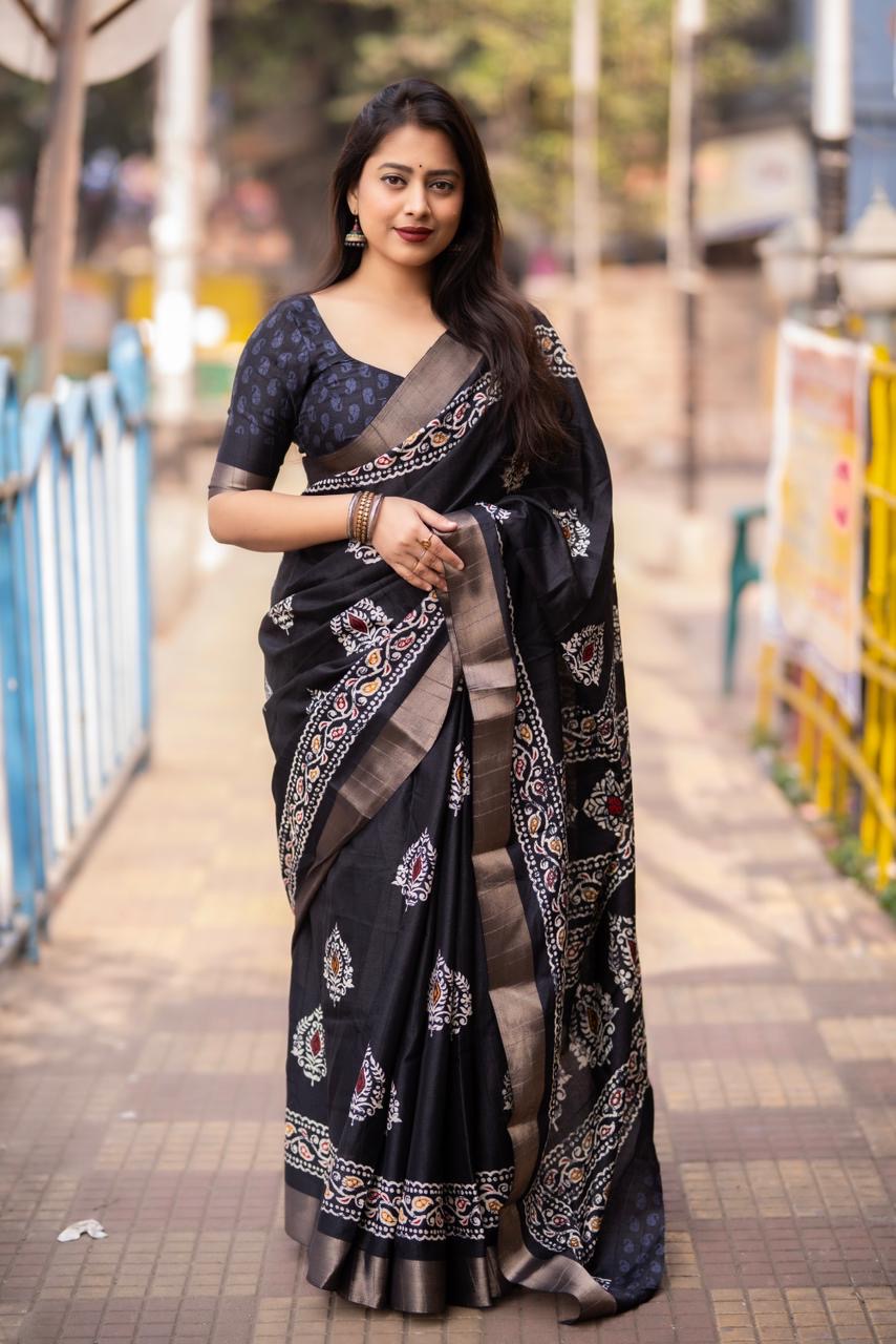 Soft Silk Batik Print Saree