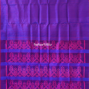 Blue & Wine Dual Tone Odisha Ikat Contemporary Silk Saree