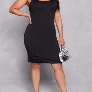 Plus Size Solid Scoop Neck Cami Dress