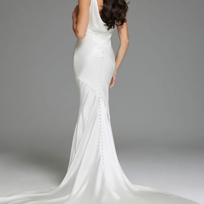 Jovani JB03910 Long Cowl Neckline Wedding Dress