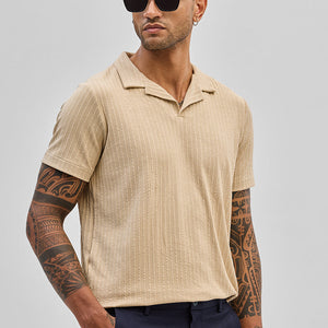 Beige Textured Cuban T-Shirt