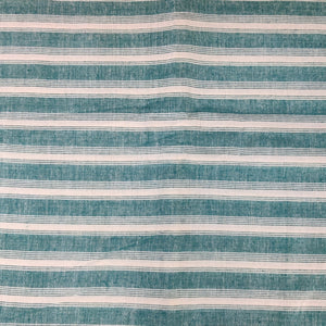 Off White with Turquoise Stripes Kotpad Handloom Fabric