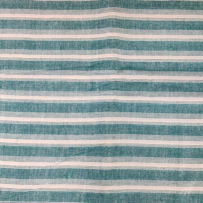 Off White with Turquoise Stripes Kotpad Handloom Fabric