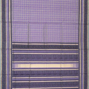 Lavender Handloom Silk Cotton Saree With Zari Checks