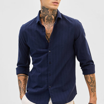 Navy Slim Fit Stripes Shirt