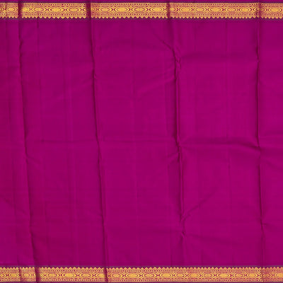 Cardamom Green Handloom Kanchipuram Korvai Silk Saree With Violet Border