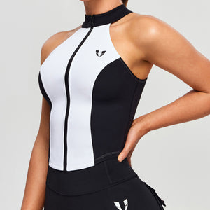 Contrast Color Gym Tank - White and Black