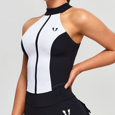 Contrast Color Gym Tank - White and Black