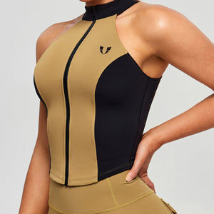 Contrast Color Gym Tank - Brown and Black
