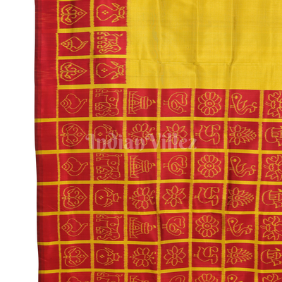 Red Yellow Nabakothi Contemporary Designer Silk Saree