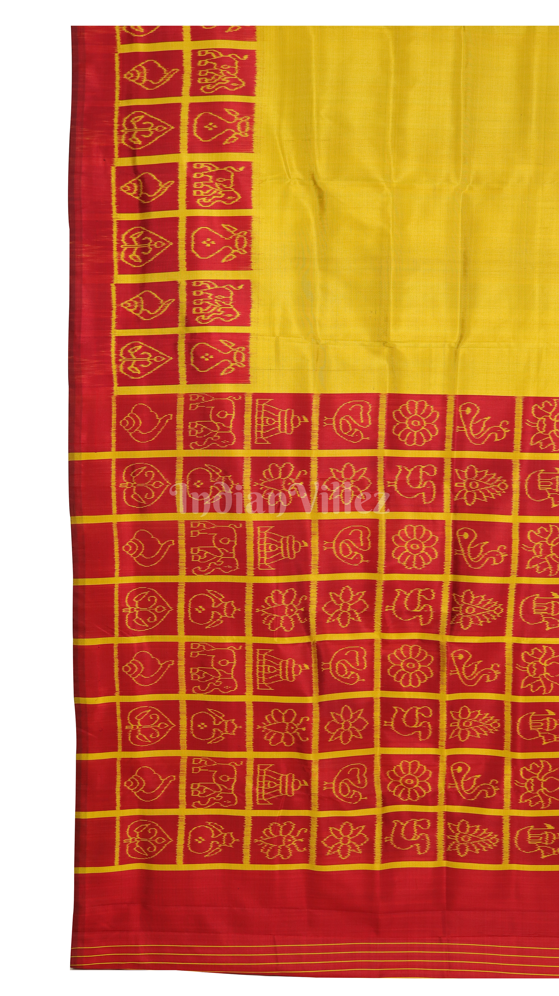 Red Yellow Nabakothi Contemporary Designer Silk Saree