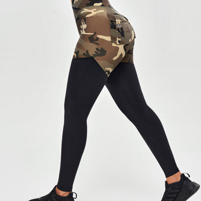 Cargo Power Leggings - Earth Camo and Black