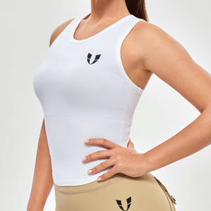 Round Neck Sports Tank - White