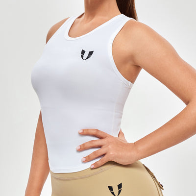 Round Neck Sports Tank - White