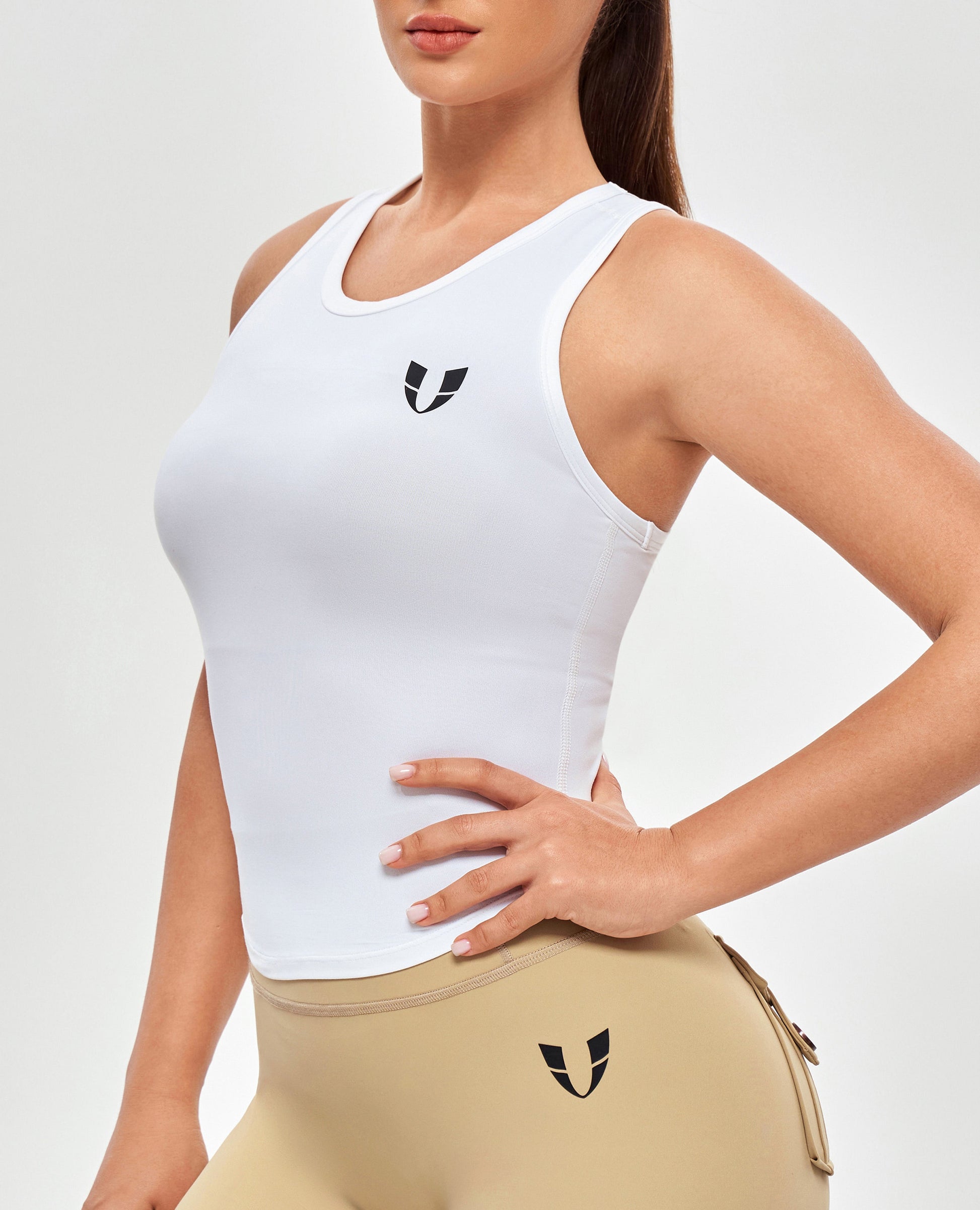 Round Neck Sports Tank - White