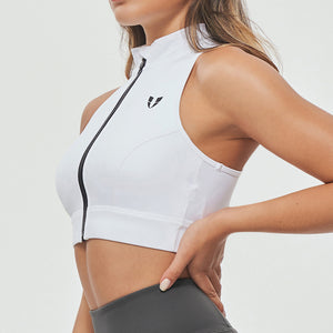 Full Zip Padded Tank - White