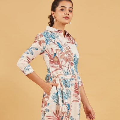 Beige Printed Dress