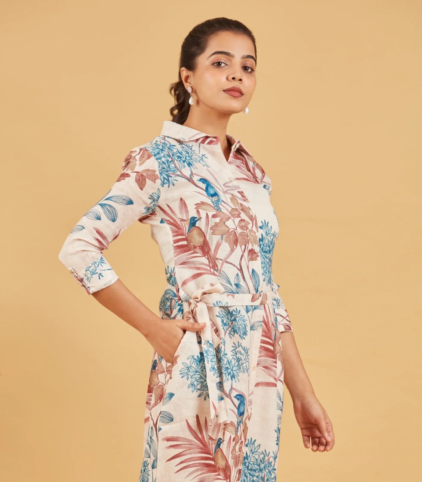 Beige Printed Dress