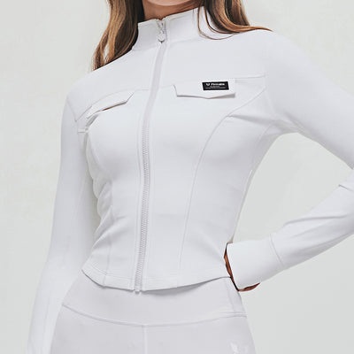 Cropped Cargo Jacket - White