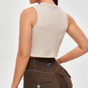 Athletic Crop Top - Beige