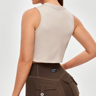 Athletic Crop Top - Beige