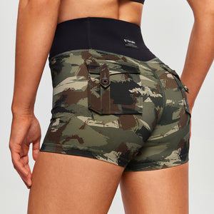 V-waist Cargo Shorts - Abstract Camo and Black
