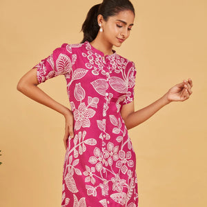 Bright Rose Printed Dress