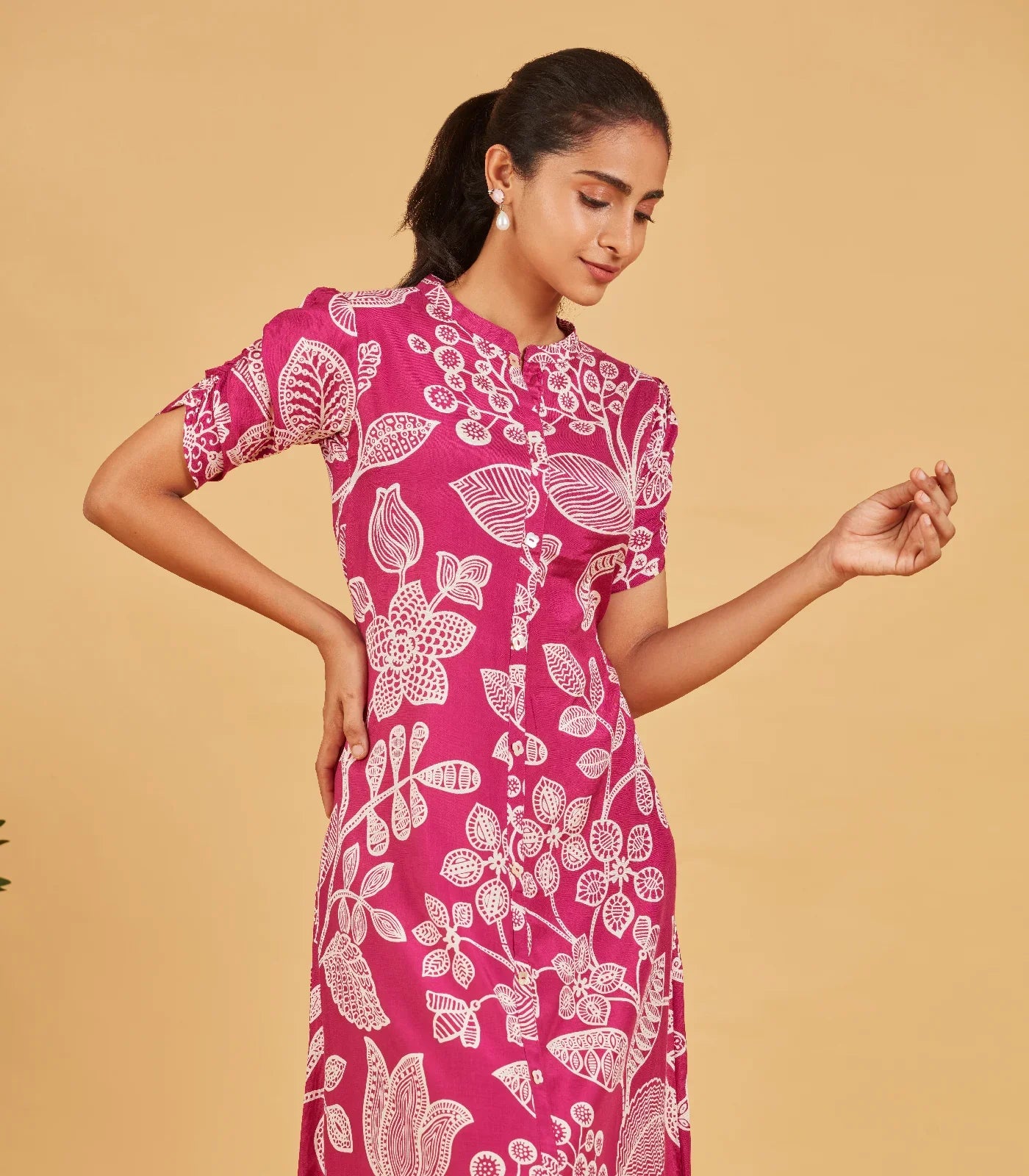 Bright Rose Printed Dress