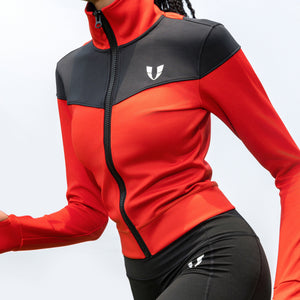 V-Shape Athletic Jacket - Red and Black