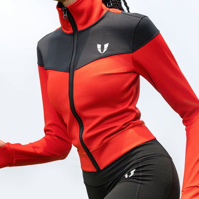 V-Shape Athletic Jacket - Red and Black