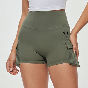 Scrunch Butt Cargo Shorts - Olive Green