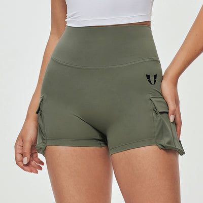 Scrunch Butt Cargo Shorts - Olive Green