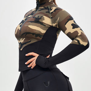 Half Zip Long Sleeve Top - Earth Camo