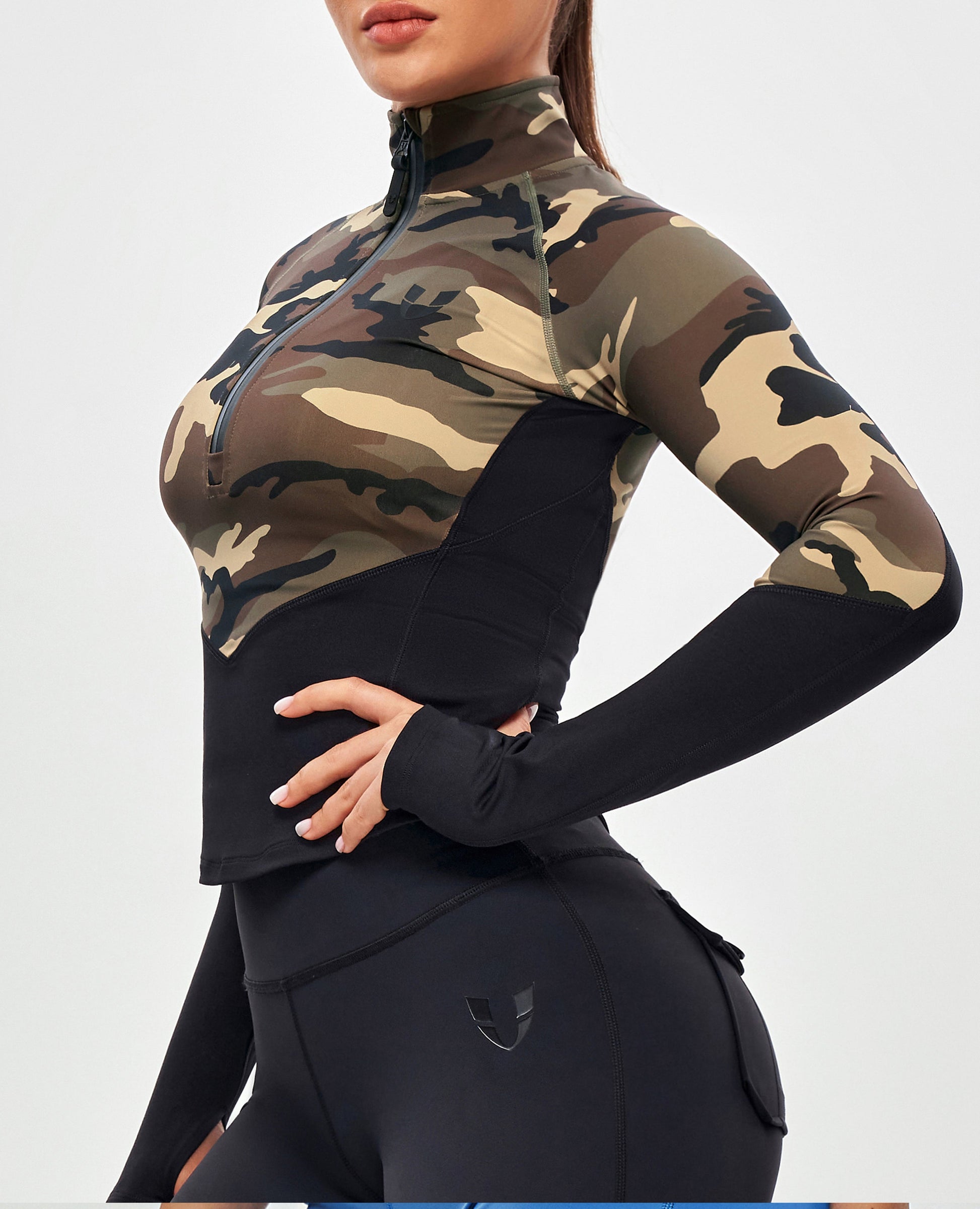 Half Zip Long Sleeve Top - Earth Camo