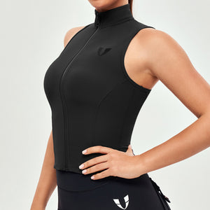 Ribbed Zip Up Tank - Black